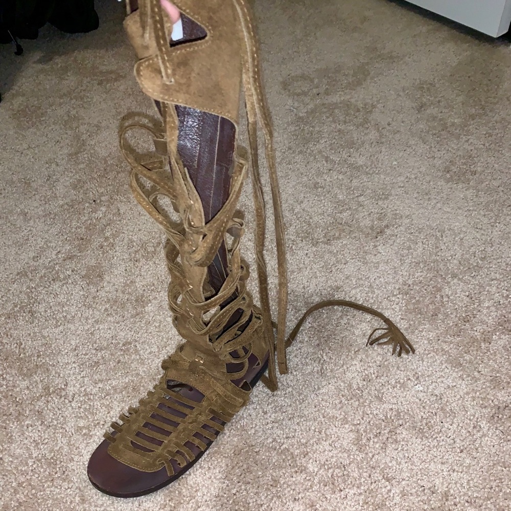 Camel Colored Gladiator Sandal - image 2